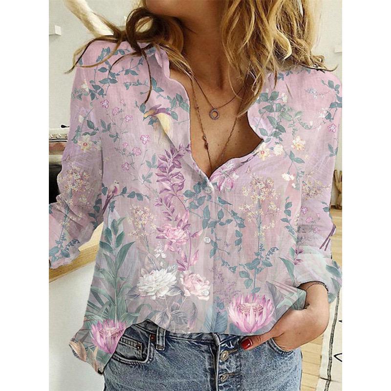 Camicia da Donna Elegante Allentata a Maniche Lunghe